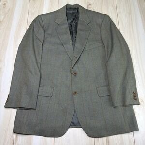 The Andover Shop Thick Twill Linen Windowpane Sport Coat Mens 43R Green Blazer